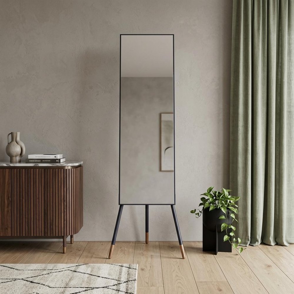57" Black Metal Freestanding Framed Standing Mirror