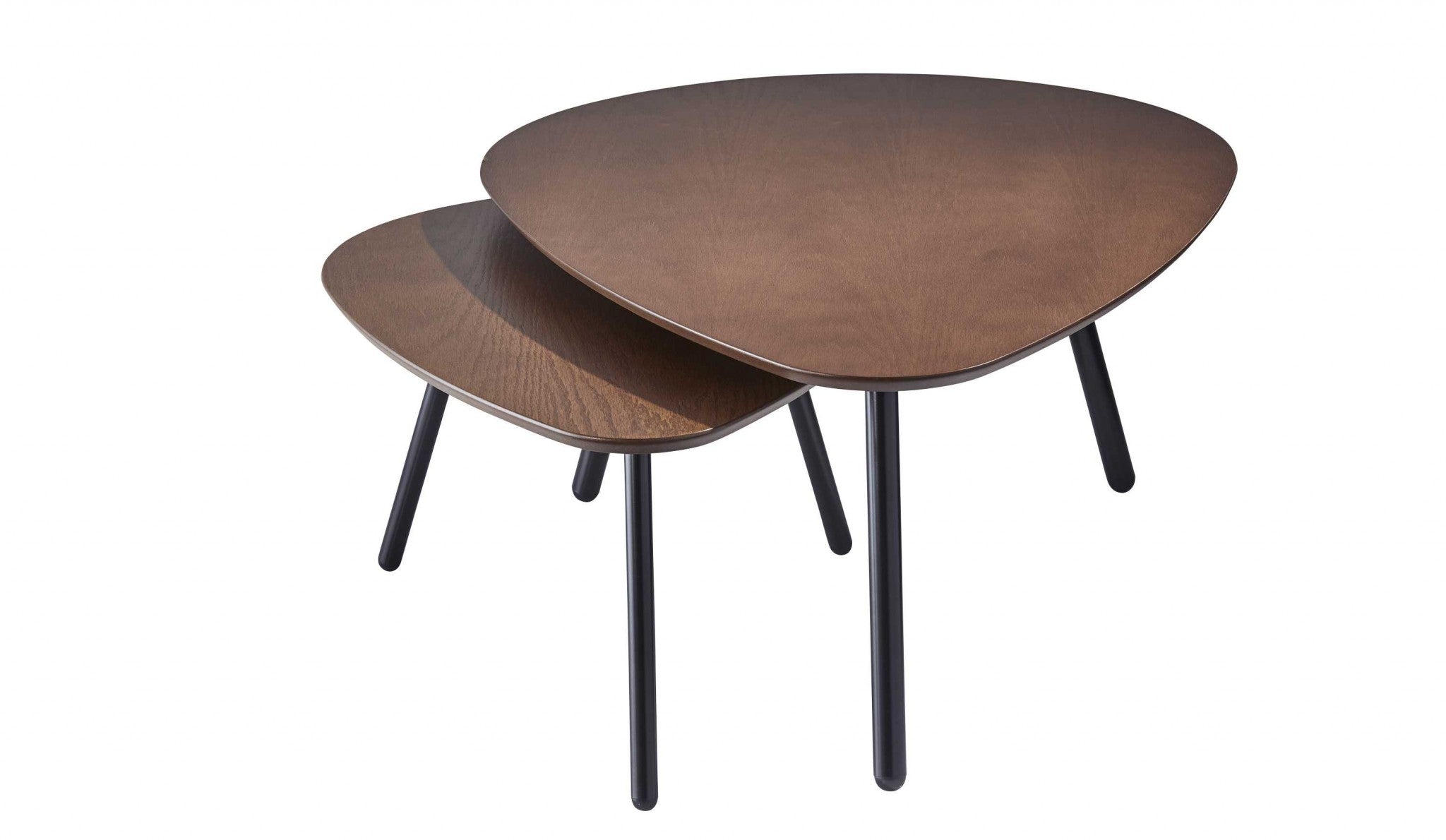 17" Black And Brown Solid Wood Round Nested Tables