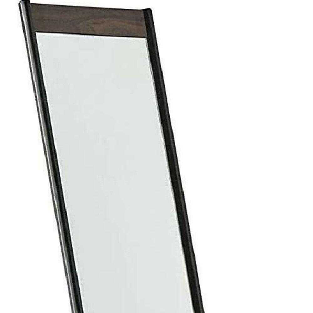 Natural Brown and Black Rectangle Cheval Standing Metal Mirror