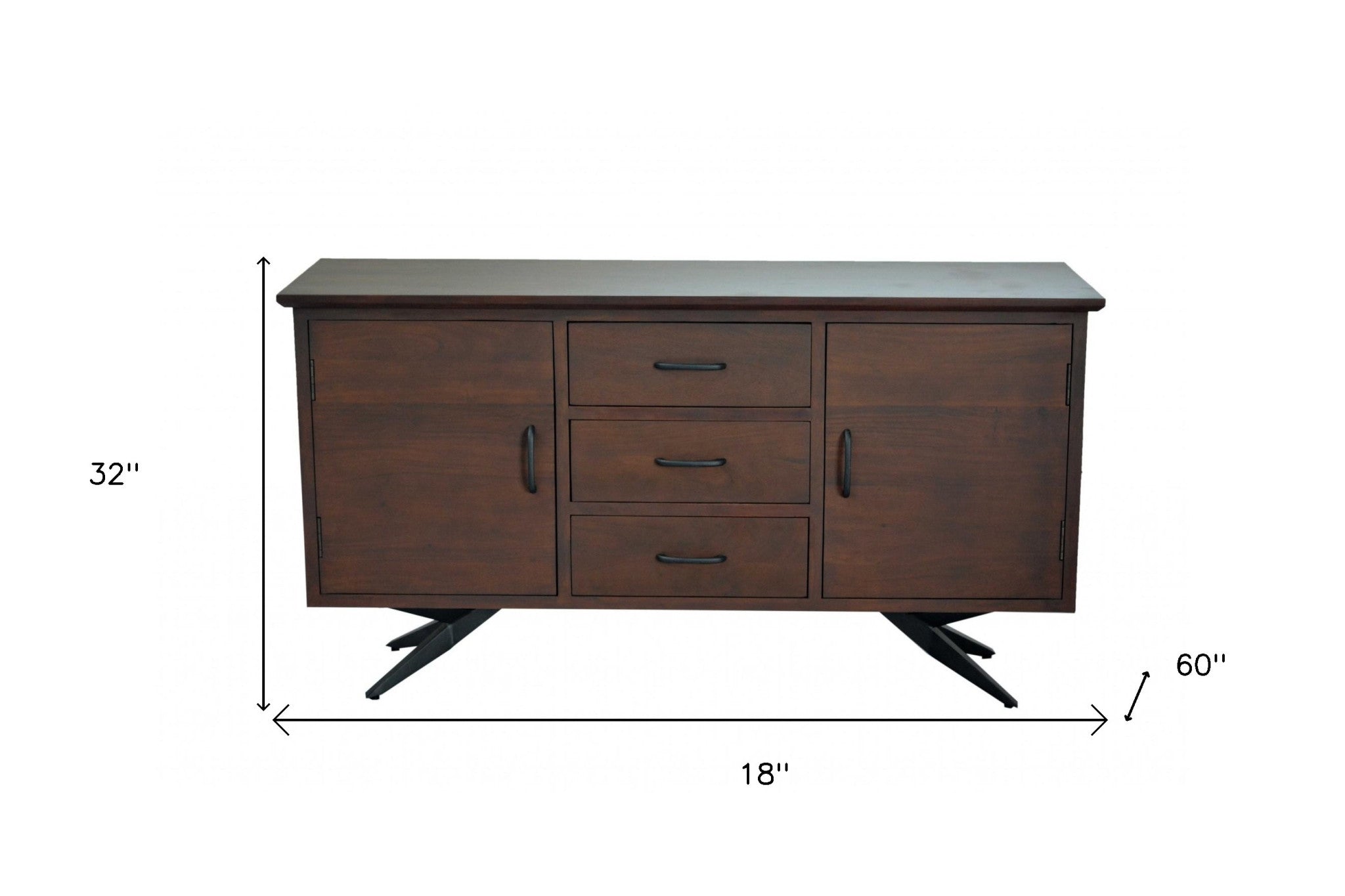 18" Brown And Black Solid Wood Three Drawer Combo Dresser