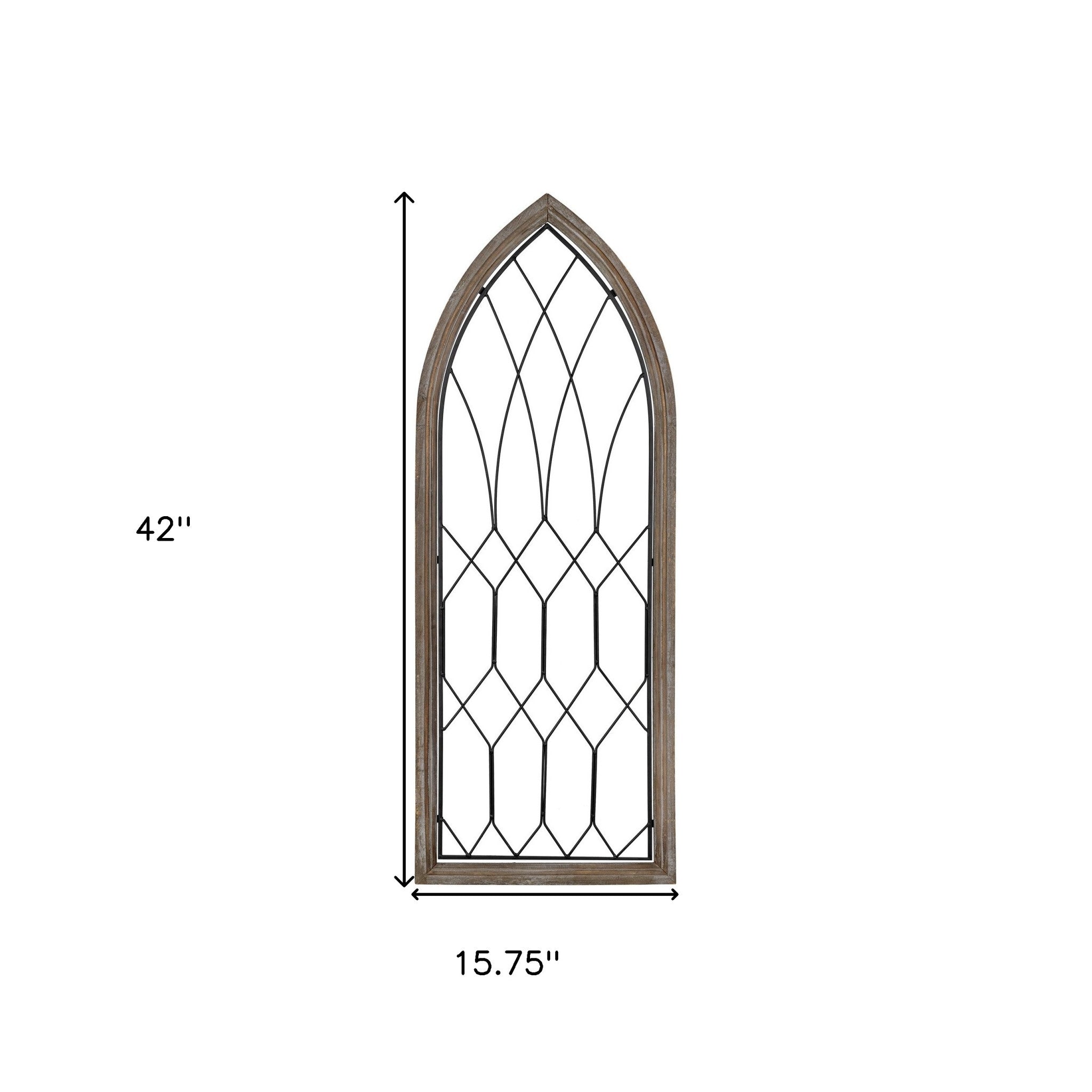 Cathedral Style Wood And Metal Window Panel