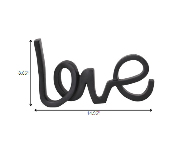 15" Black Love Typography Letter Block Tabletop Decor