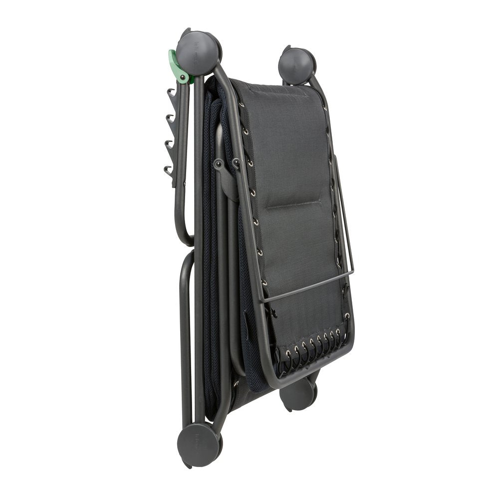 28" Black and Steel Outdoor Chaise Lounge with Black Cushion