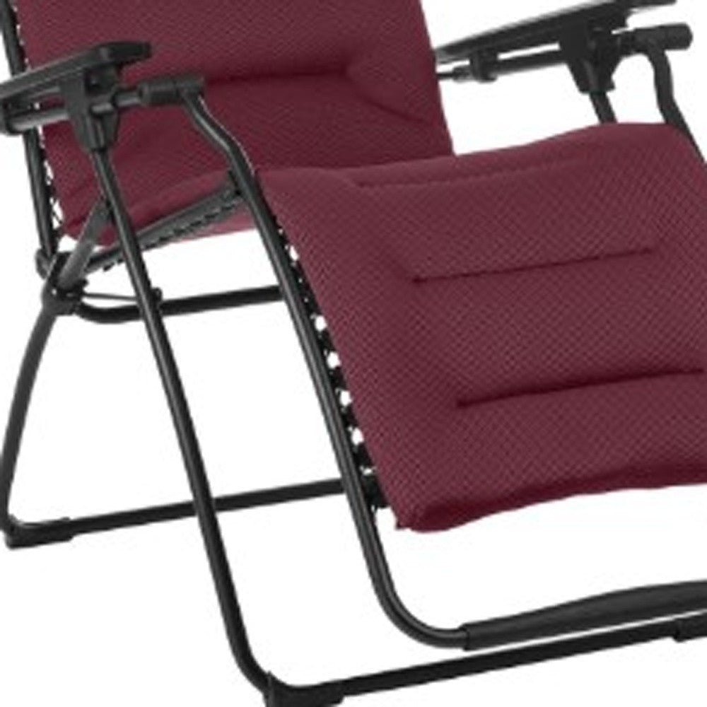 28" Red Steel Outdoor Zero Gravity Chair with Red Cushion