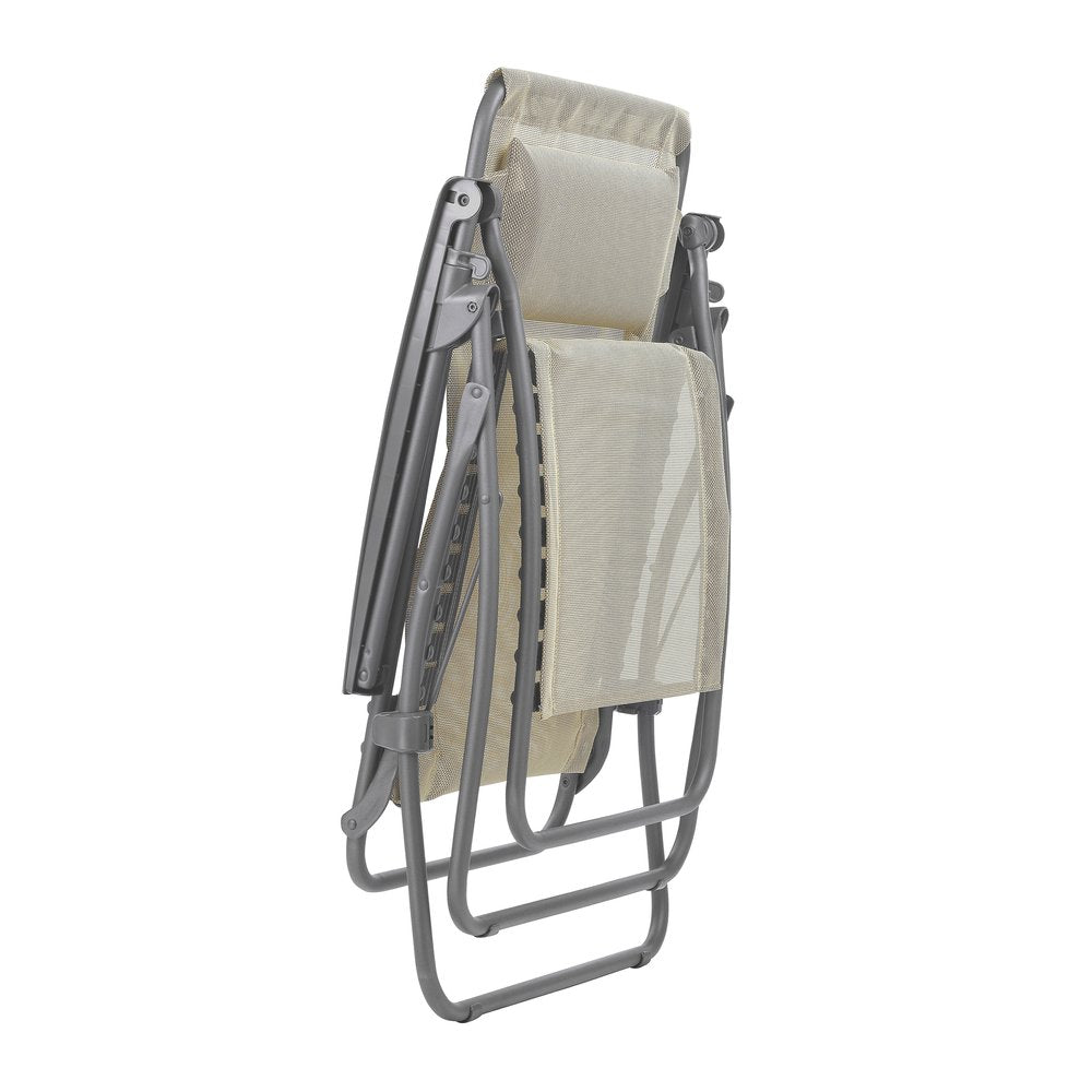 27" Ivory Steel Outdoor Zero Gravity Chair with Ivory Cushion