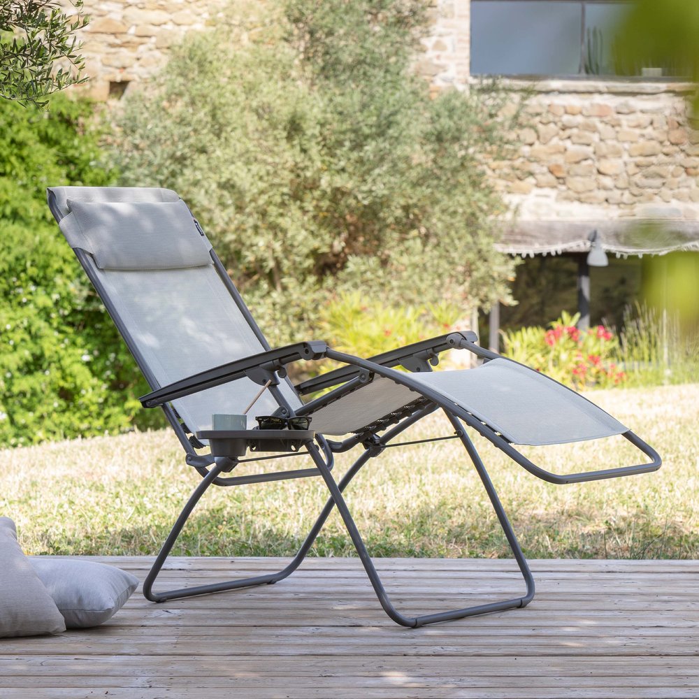 27" Ivory Steel Outdoor Zero Gravity Chair with Ivory Cushion
