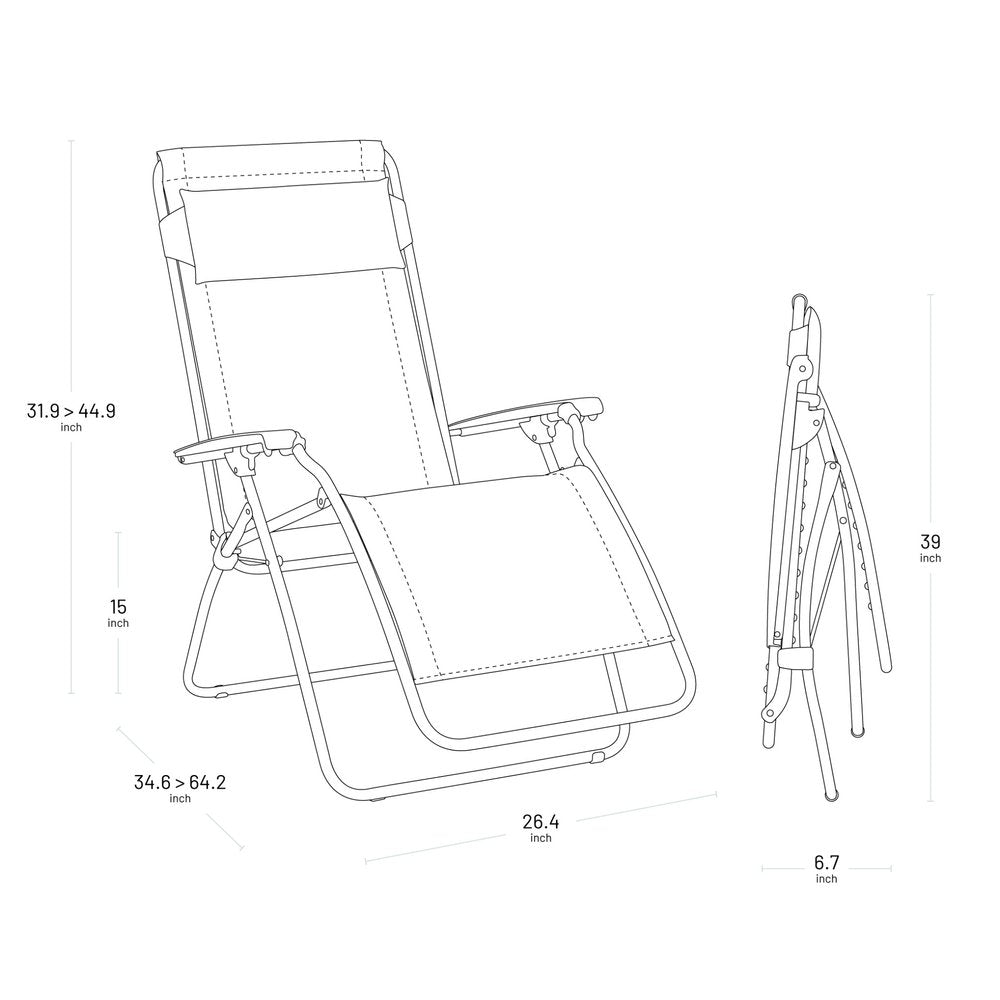 27" Ivory Steel Outdoor Zero Gravity Chair with Ivory Cushion