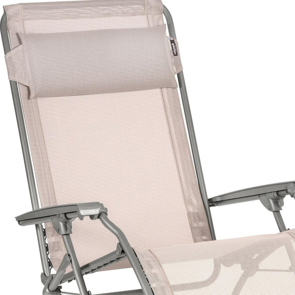 27" Ivory Steel Outdoor Zero Gravity Chair with Ivory Cushion