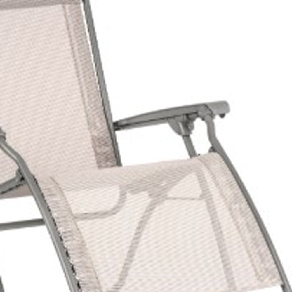 27" Ivory Steel Outdoor Zero Gravity Chair with Ivory Cushion