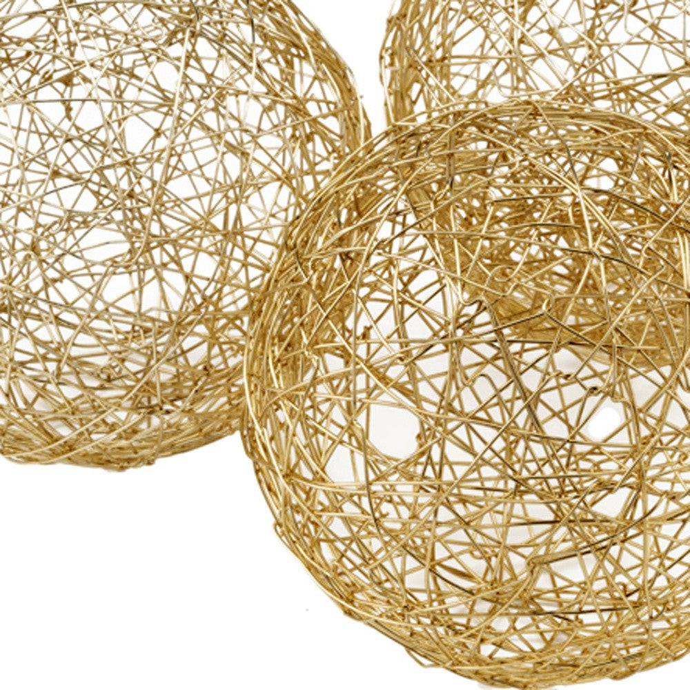 Set of Three Gold Wire 5" Decorative Orbs