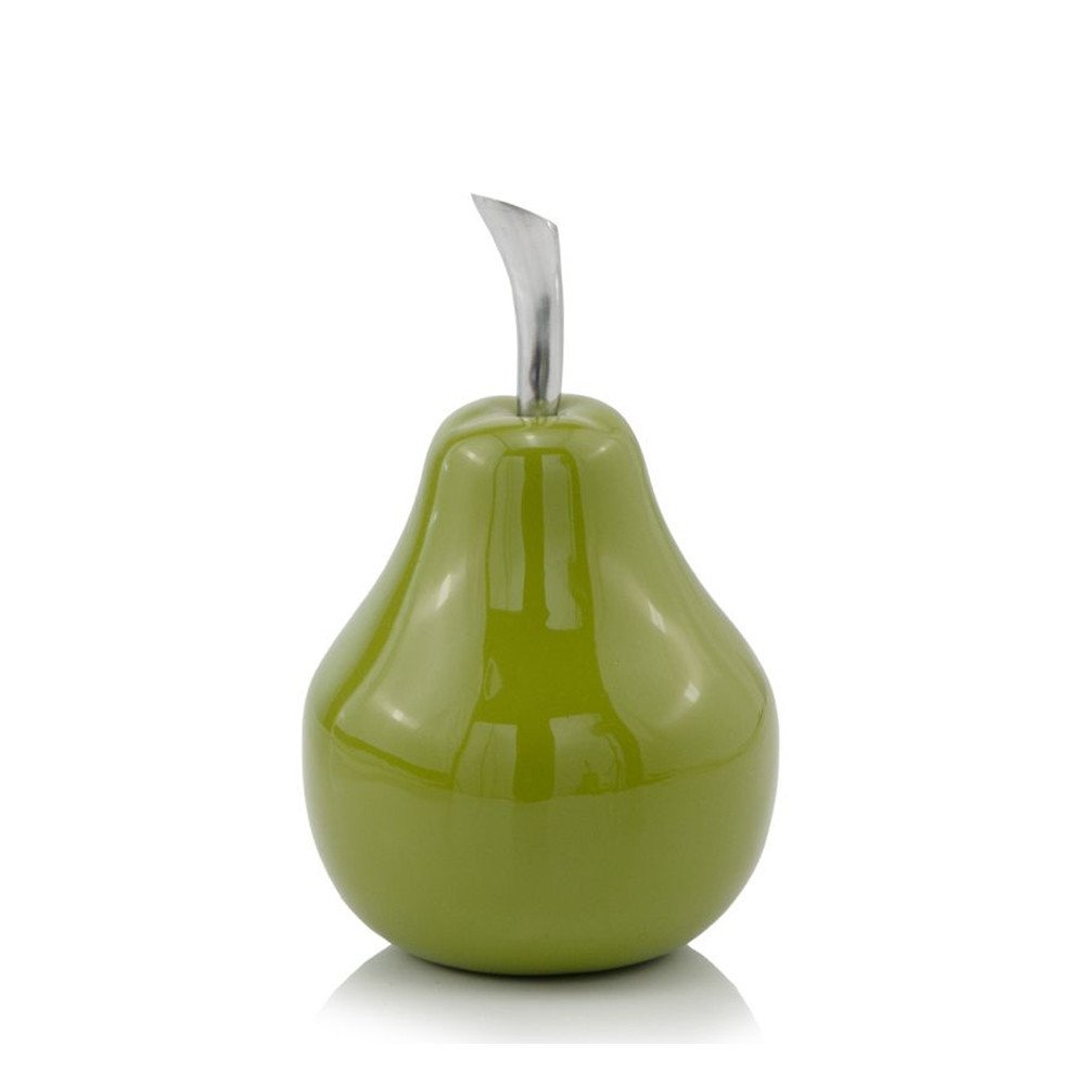 11" Green Buffed Aluminum Pear Sculpture