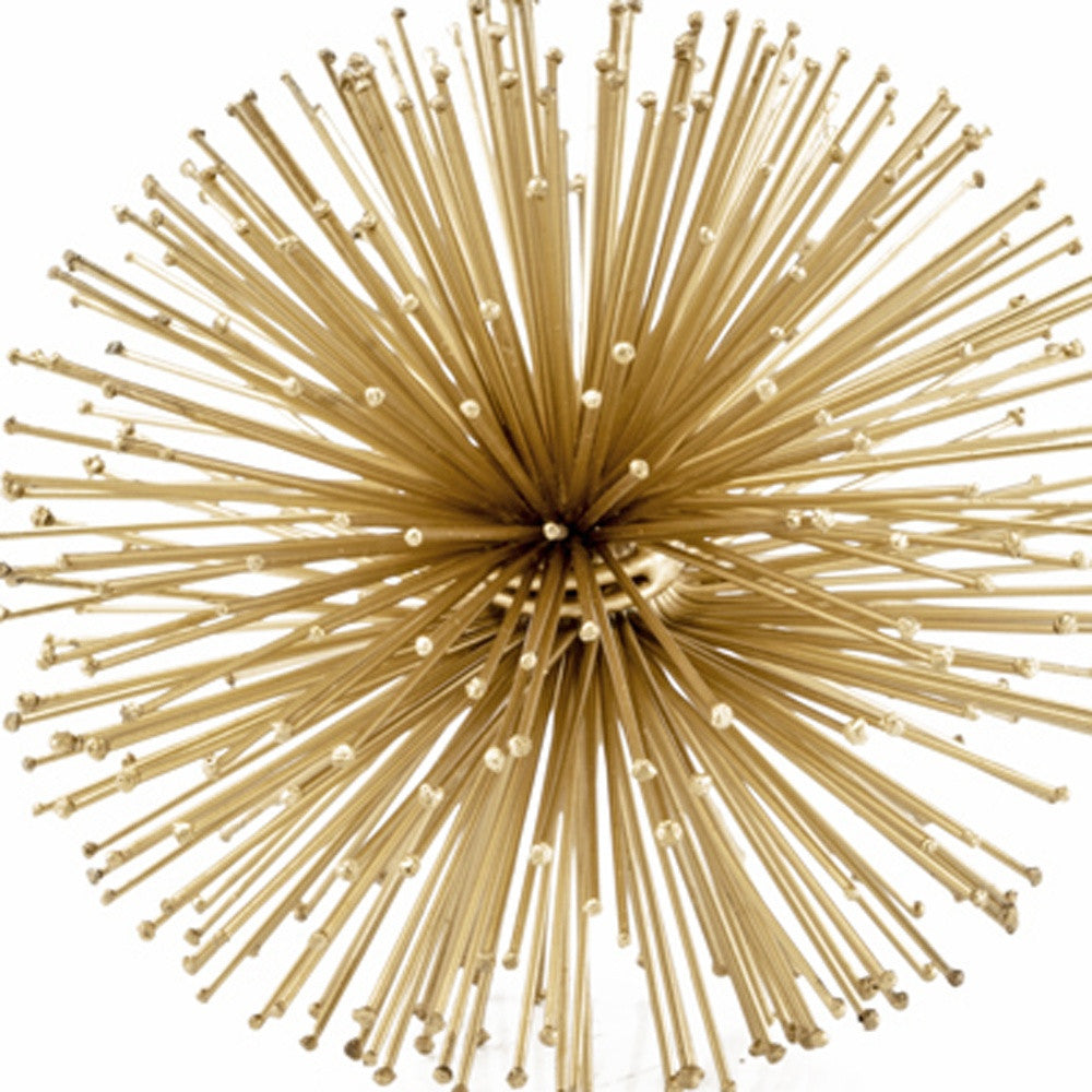 6" Gold Iron Urchin Decorative Orb Tabletop Sculpture