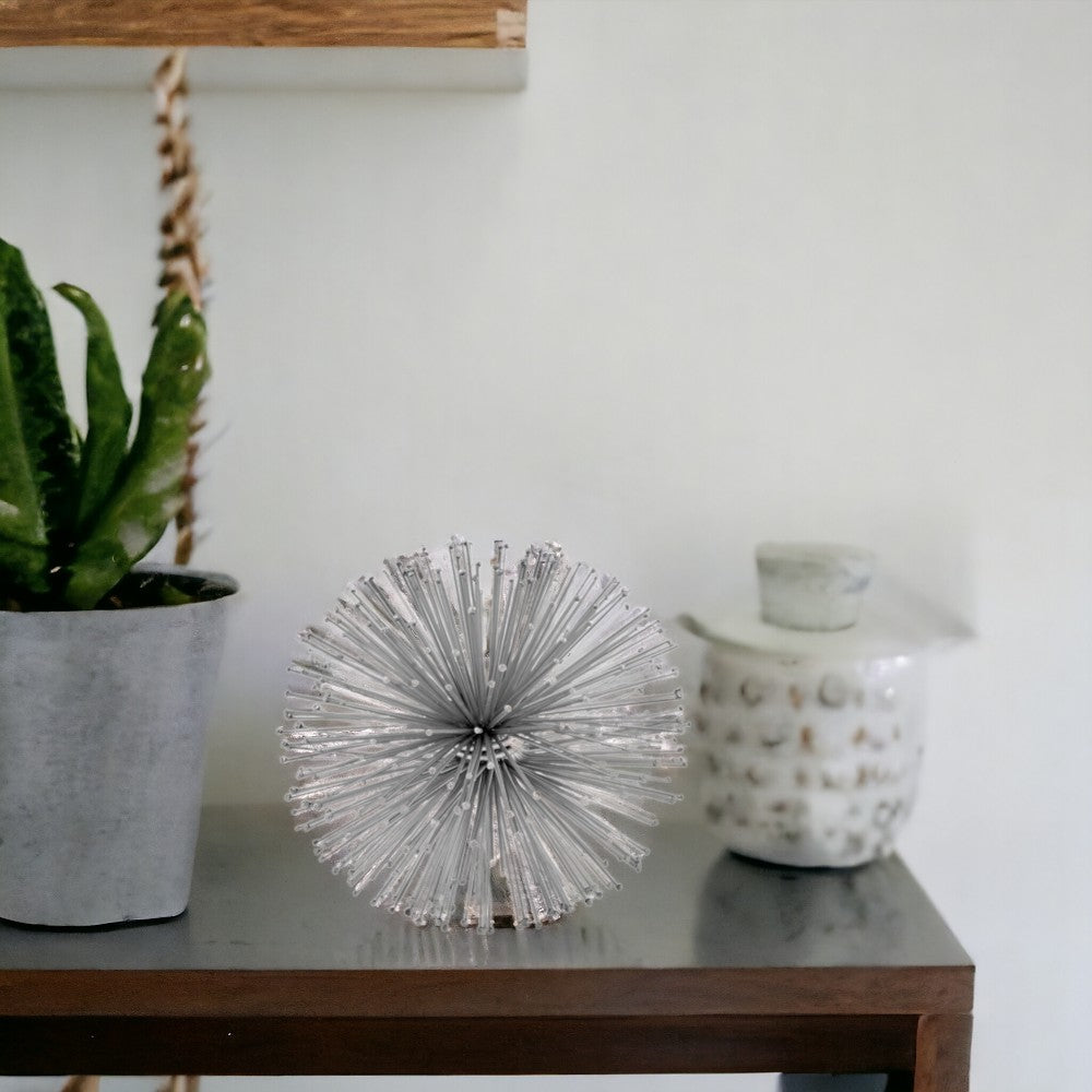 6" X 6" X 6" Silver Iron Urchin Small Sphere