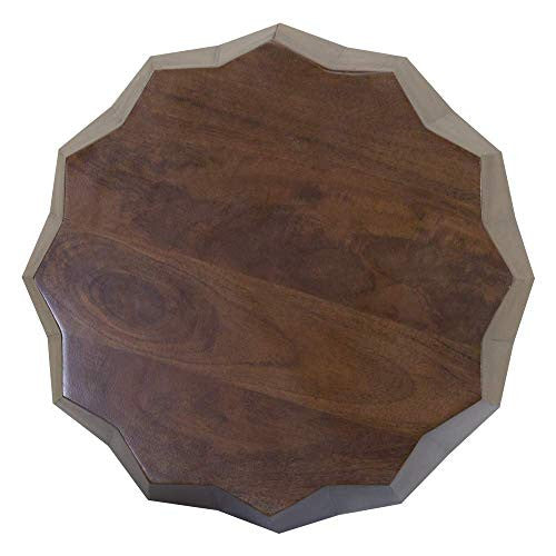 23" Dark Brown Solid Wood Drum End Table