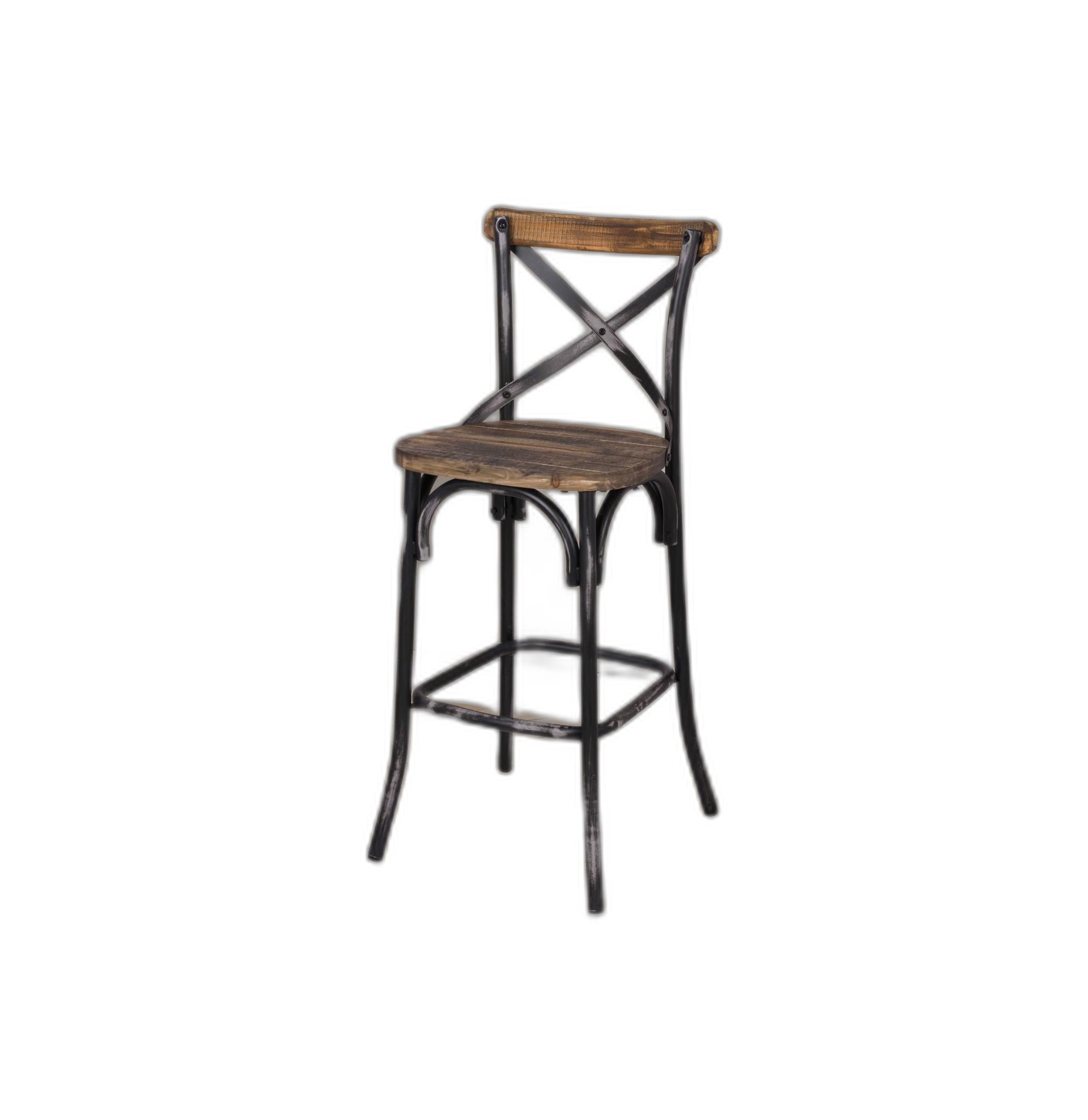 22" Brown And Black Iron Bar Chair