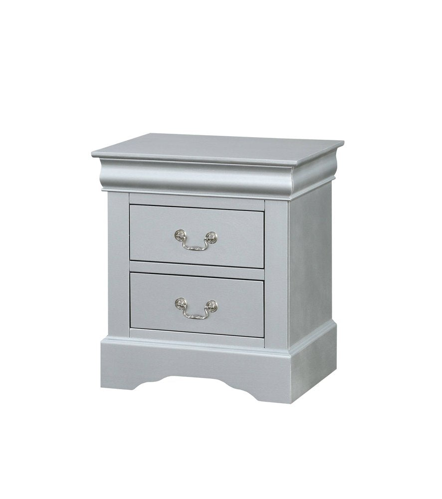 24" White Wood Two Drawer Nightstand