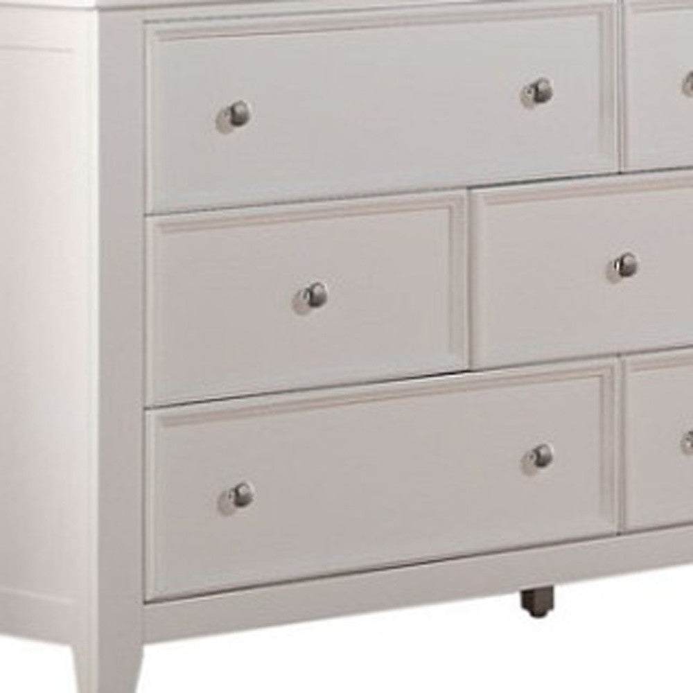 58" White Solid Wood Seven Drawer Triple Dresser