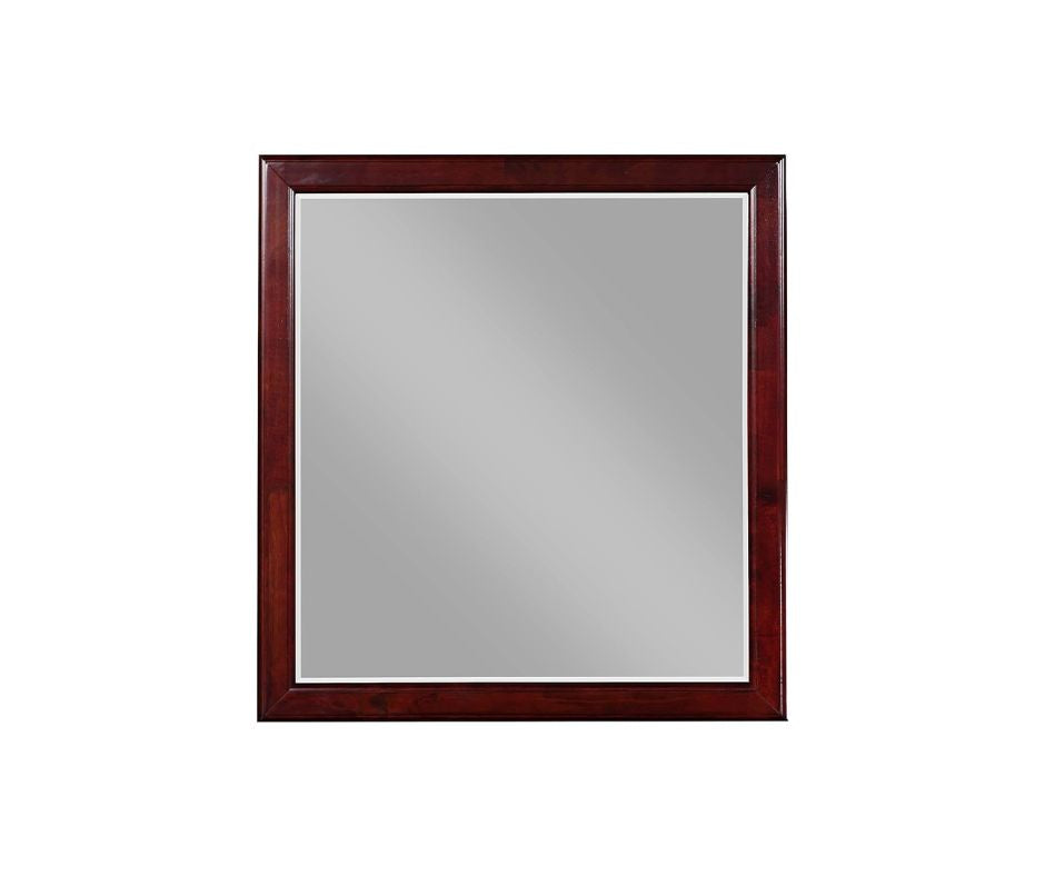 38" Dark Brown Square Wood Framed Mounted Dresser Mirror