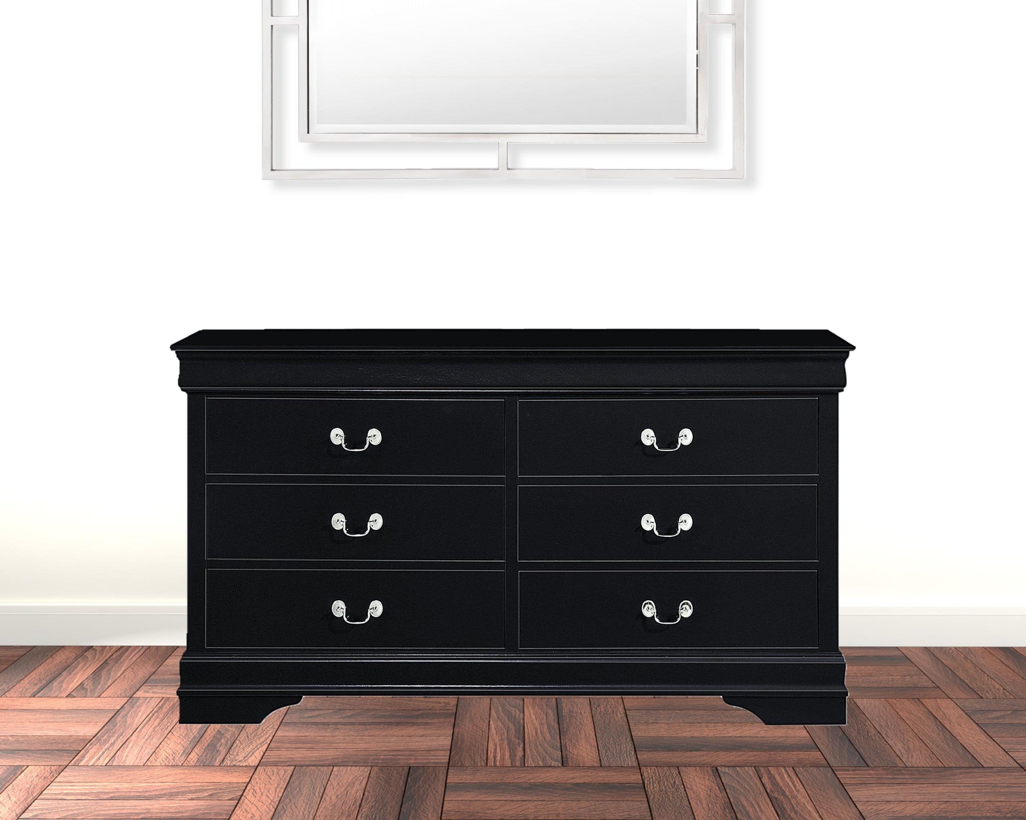 58" White Solid Wood Seven Drawer Triple Dresser