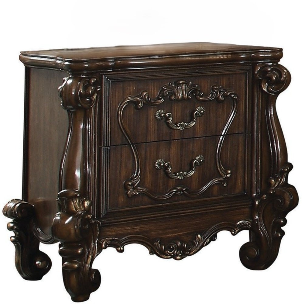 31" White Wood Two Drawer Nightstand