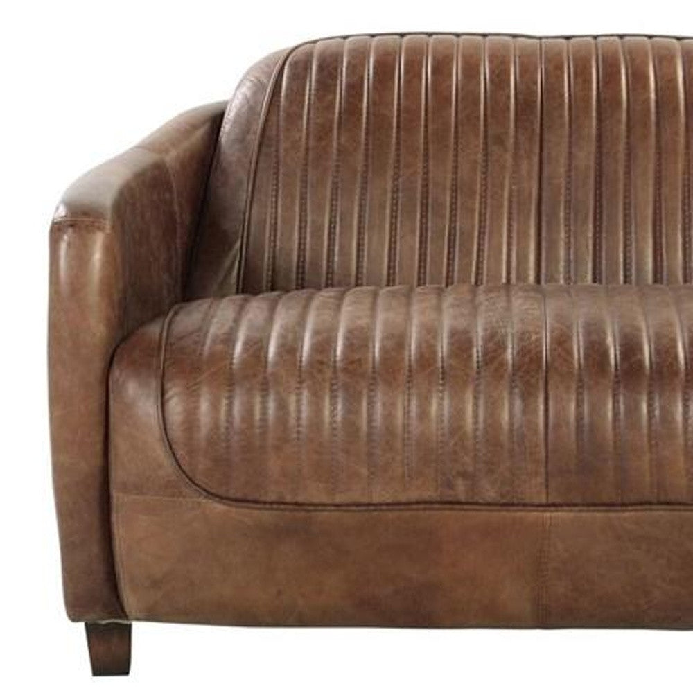 50" Brown Leather Loveseat