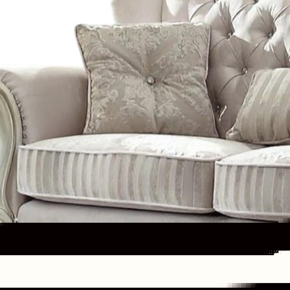 69" Ivory Chesterfield Loveseat and Toss Pillows