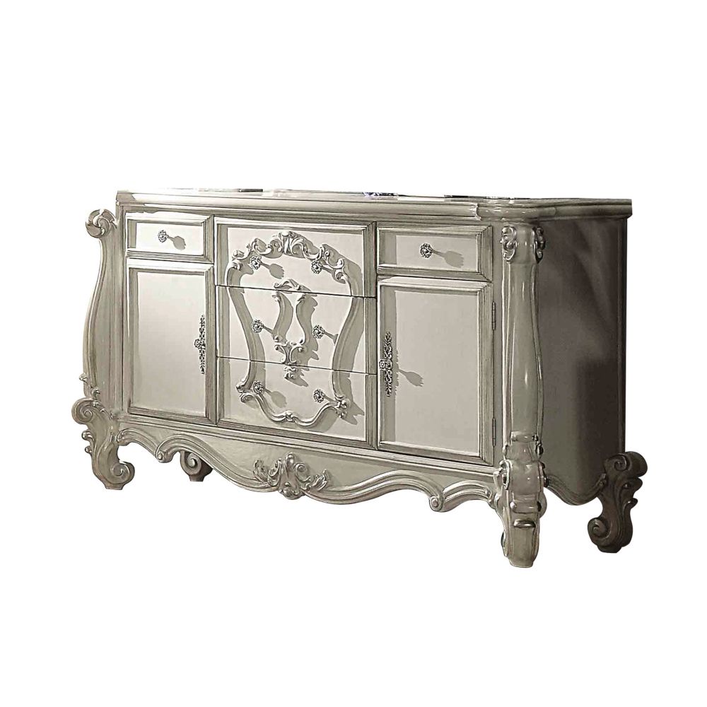 38" White Solid Wood Six Drawer Combo Dresser
