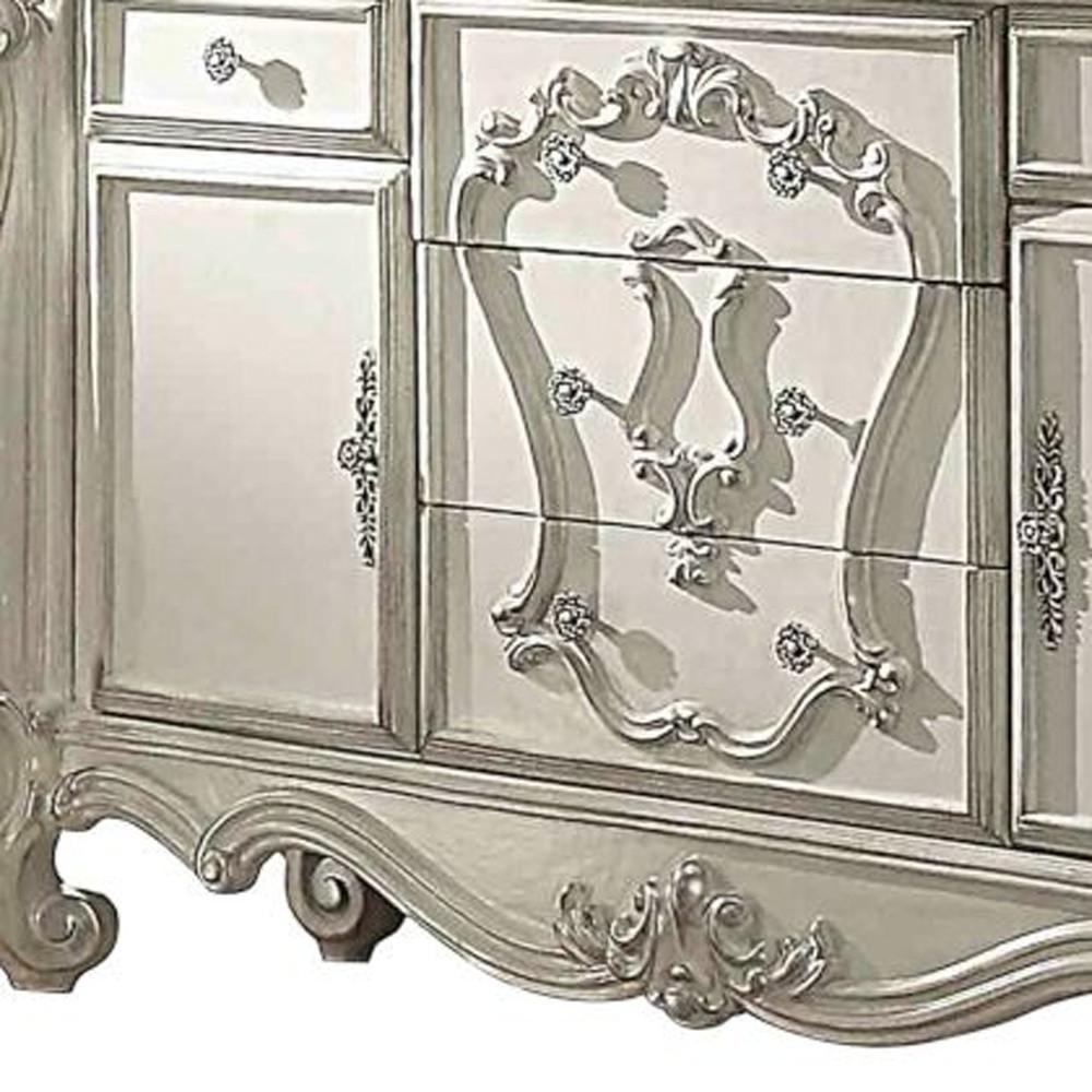 38" White Solid Wood Six Drawer Combo Dresser