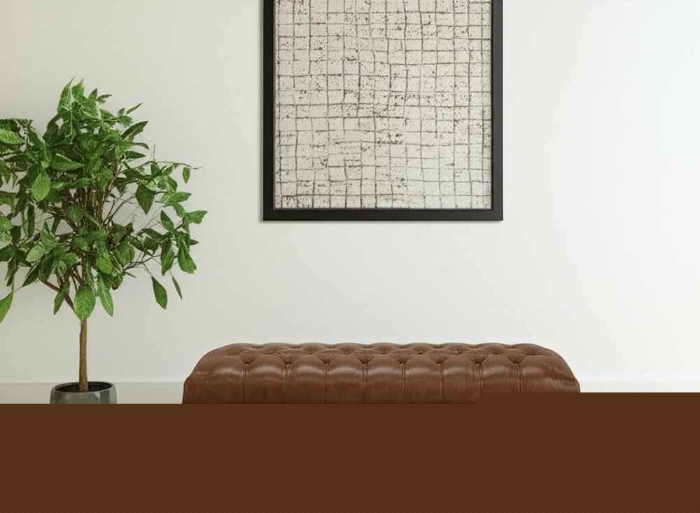 65" Brown Tufted Faux Leather Upholstered Bench