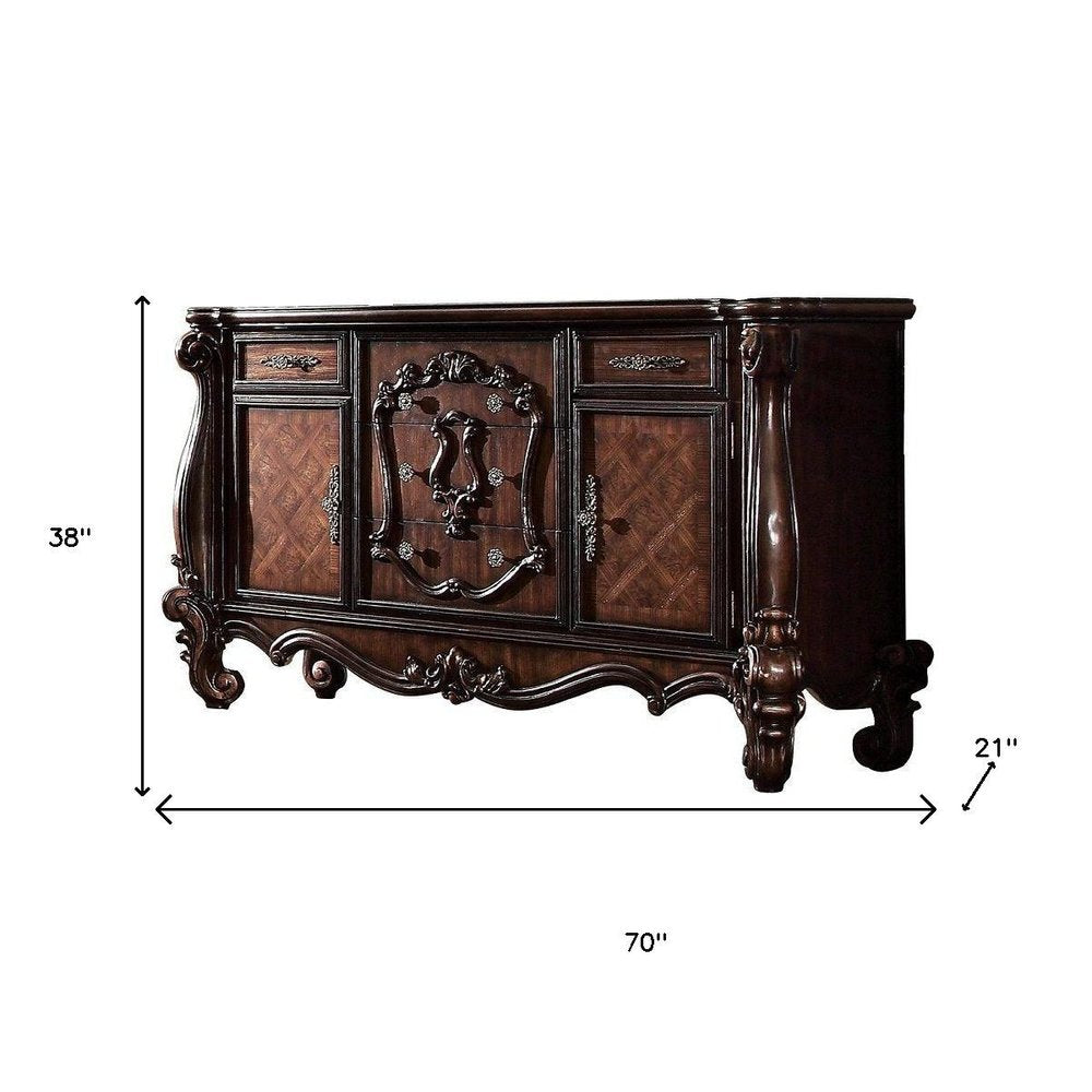70" Bone White Solid Wood Six Drawer Combo Dresser