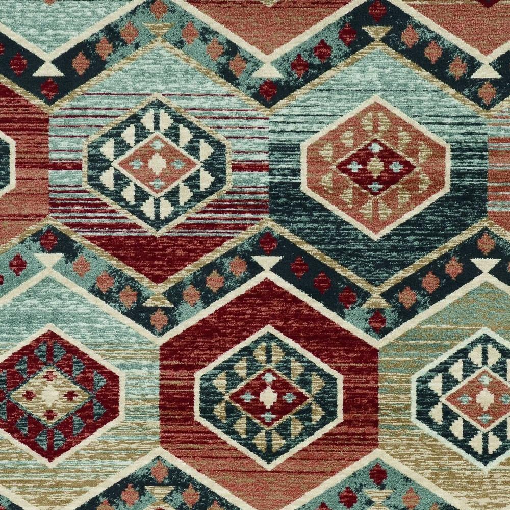 3' X 5' Red And Blue Geometric Area Rug