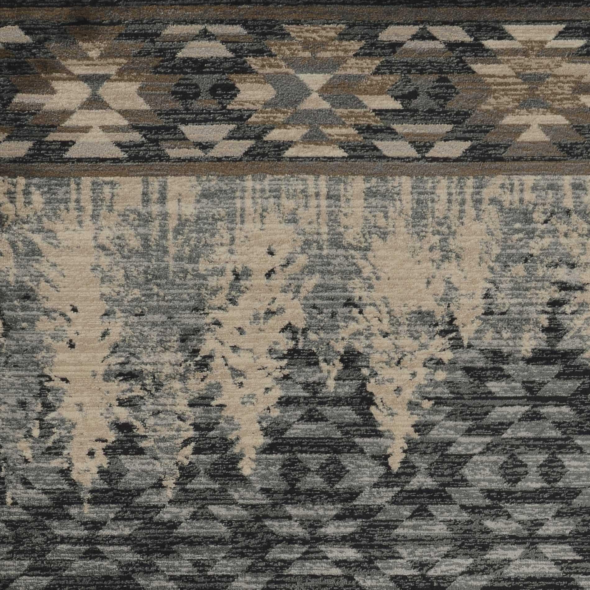 3' X 5' Slate Blue And Ivory Southwestern Area Rug