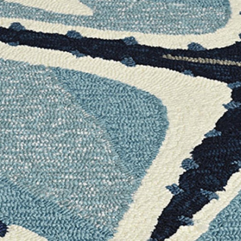 2' X 3' Navy Blue And Aqua Starfish Hand Tufted Area Rug