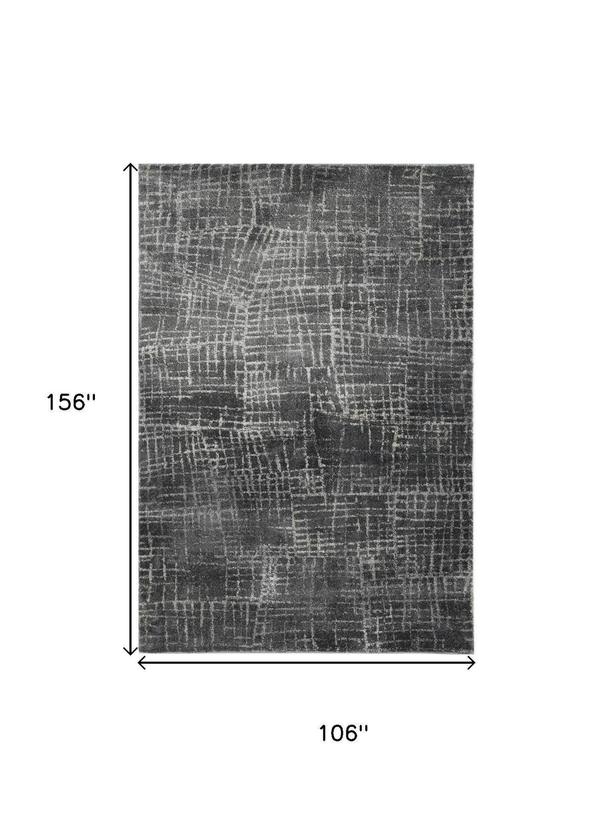 9' X 13' Gray And Dark Gray Abstract Distressed Area Rug