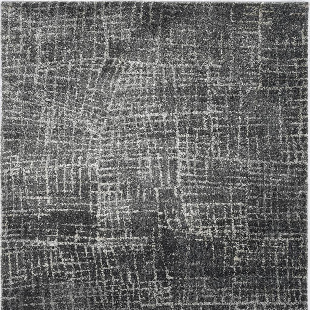 9' X 13' Gray And Dark Gray Abstract Distressed Area Rug