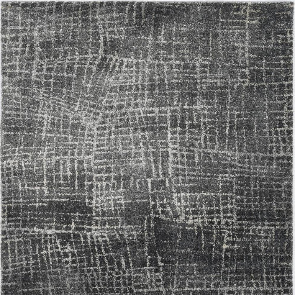 9' X 13' Gray And Dark Gray Abstract Distressed Area Rug