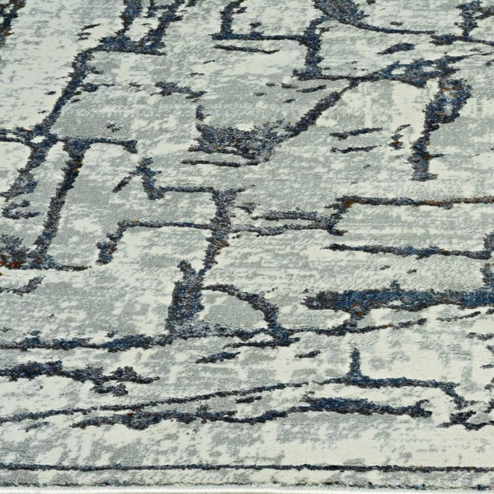 7' Gray And Black Abstract Runner Rug