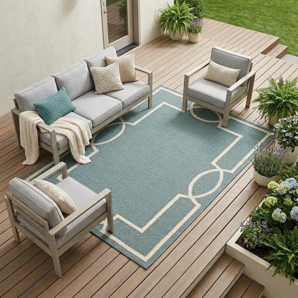 7' X 10' Gray And Ivory Round Handmade Indoor Outdoor Area Rug