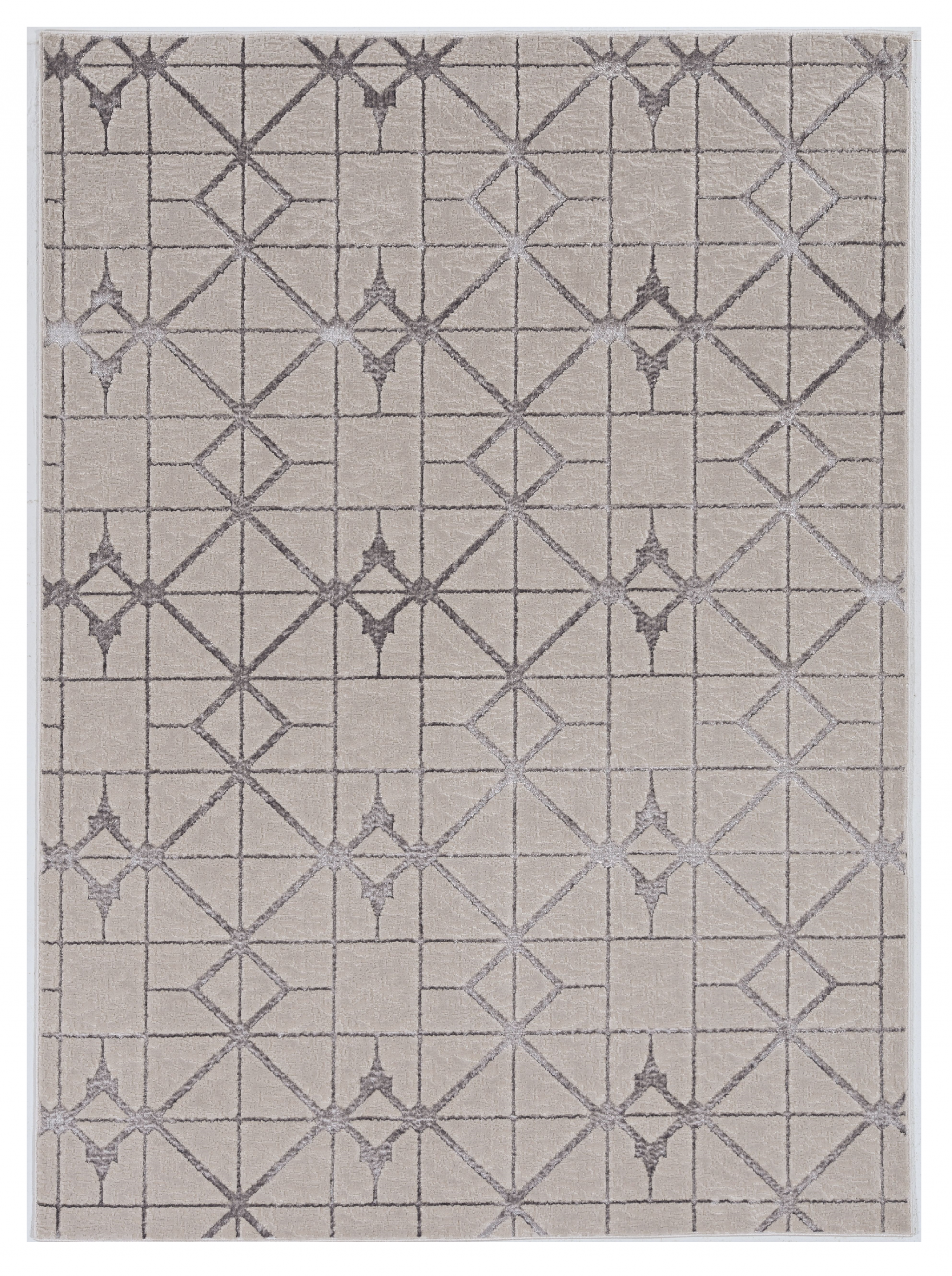 3' X 5' Gray and Ivory Geometric Area Rug