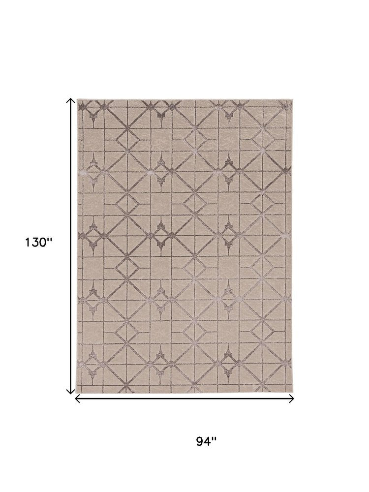 8' X 11' Ivory And Brown Geometric Area Rug