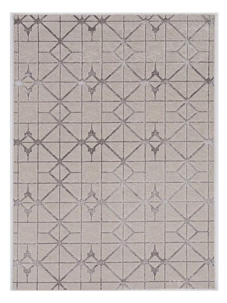 3' X 5' Ivory And Brown Geometric Area Rug