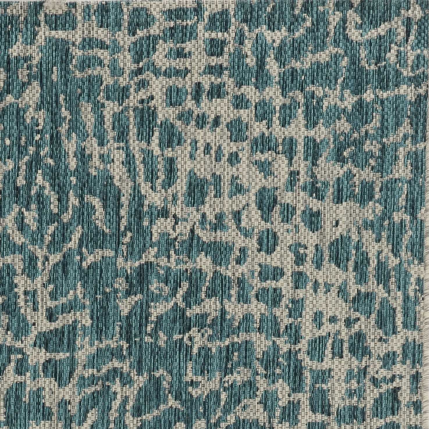 3' X 4' Teal Blue Abstract Indoor Outdoor Area Rug