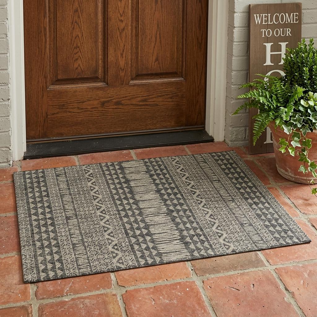 3' X 4' Charcoal Southwestern Indoor Outdoor Area Rug