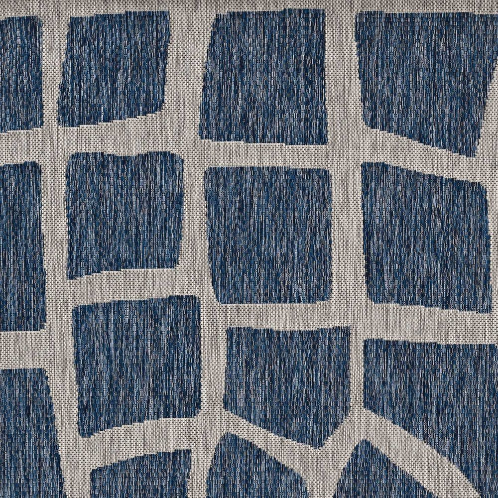 5' X 8' Blue Or Grey Abstract Panels Area Rug
