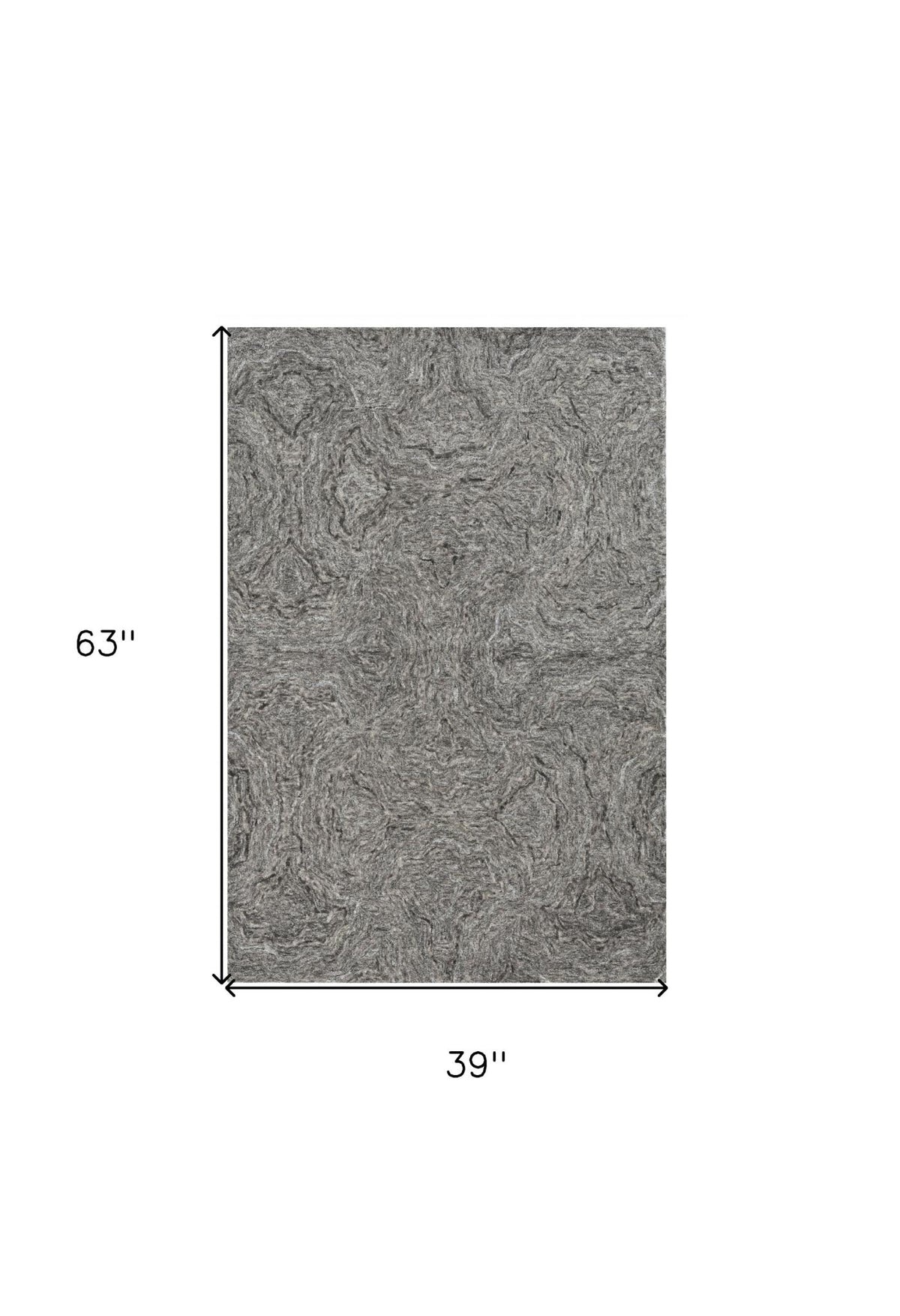 3' X 5' Gray And Dark Gray Abstract Hand Tufted Area Rug