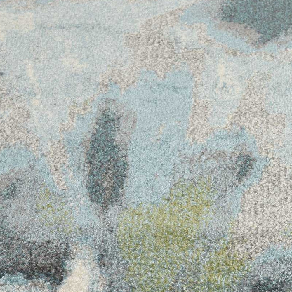 3' X 5' Teal Watercolor Leaves Area Rug
