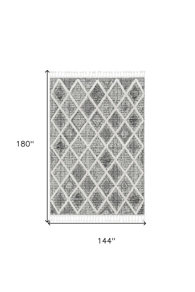 12' X 15' Cream And Charcoal Geometric Area Rug