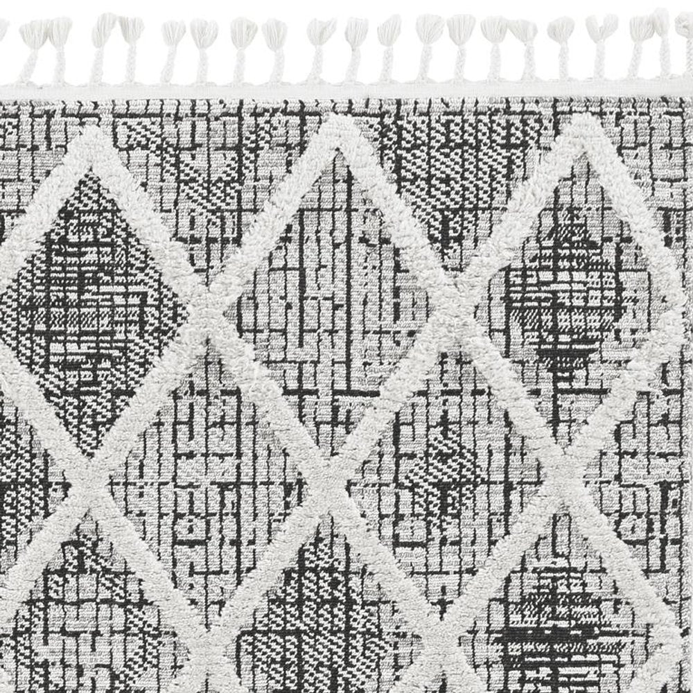 12' X 15' Cream And Charcoal Geometric Area Rug