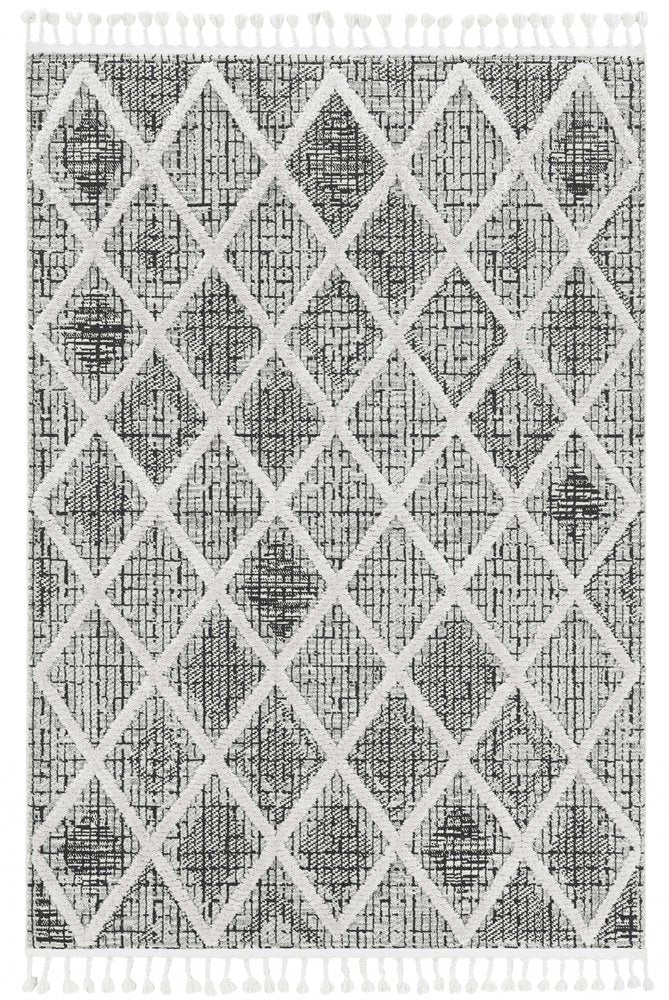 12' X 15' Cream And Charcoal Geometric Area Rug