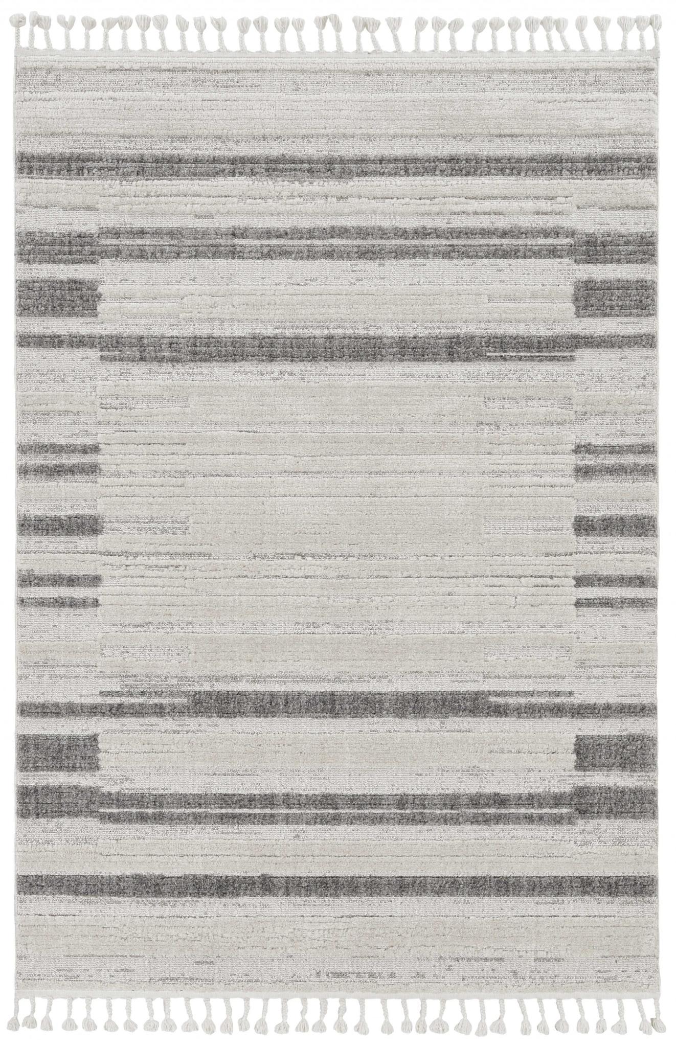 12' X 15' Gray and Ivory Abstract Area Rug